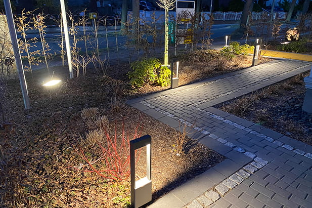 Stimmungsvolles Lichtspiel zur Wegbeleuchtung im Vorgarten – Beispiel 3